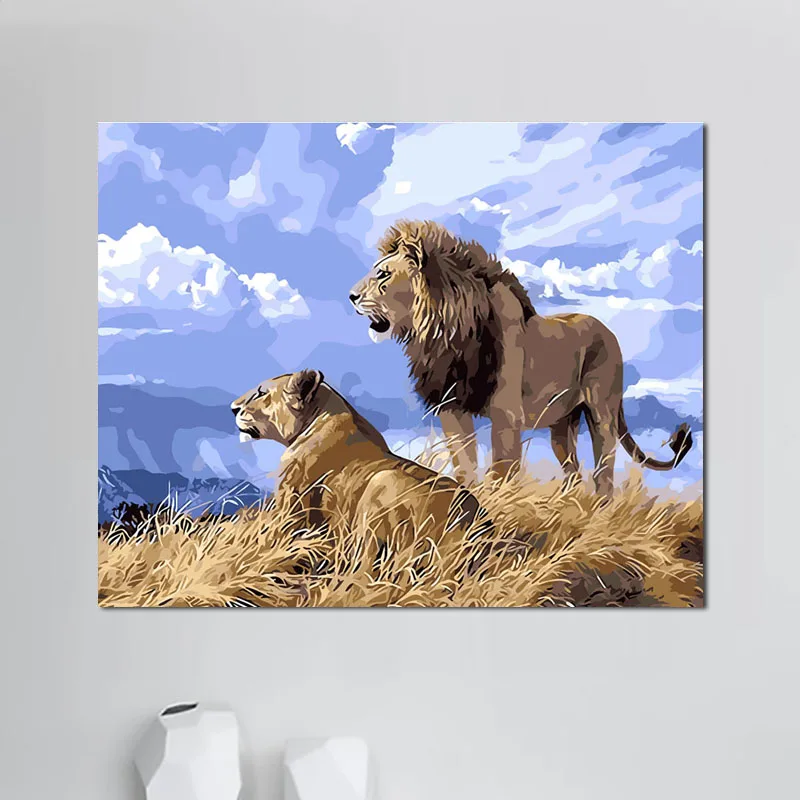 Новое поступление, Красивые наборы акриловых красок, прерий, Лев, домашний декор, картины, искусство на холсте
