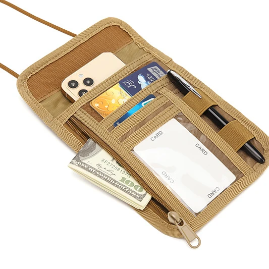 Anti-theft hidden passport wallet neck hanging wallet ID card storage bag with neck lanyard card bag