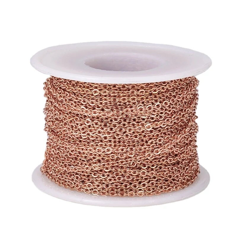 PandaHall 2mm Rose Gold 304 Stainless Steel Soldered Cable Chain