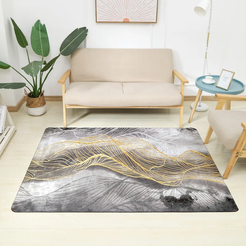 New Thickened Antifouling living room carpet Polyester Wool-like Persian Fluffy 3d Printing Living Room Cashmere Like Rug