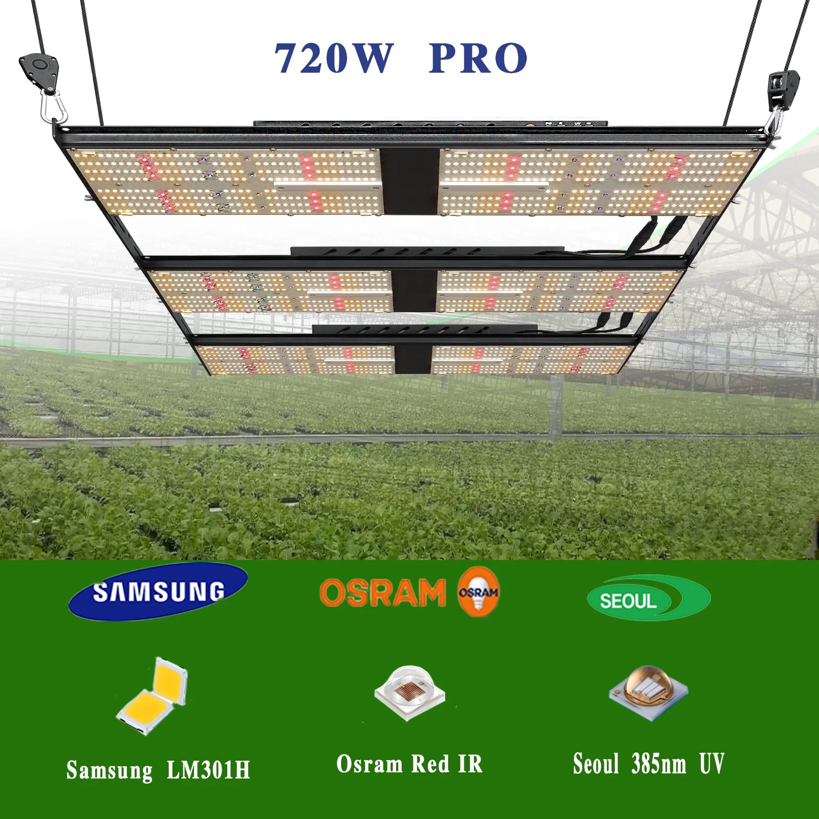 Новейшая Водонепроницаемая светодиодная промышленная лампа на заказ, 720 Вт, samsung v3, 301h, ИК, УФ
