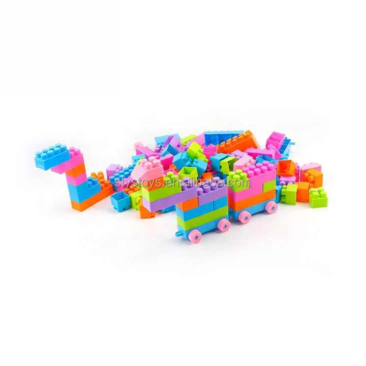 Kid Safety 100PCS Building Blocks Set Multi-Colored  Stacking Blocks With Hand Bag