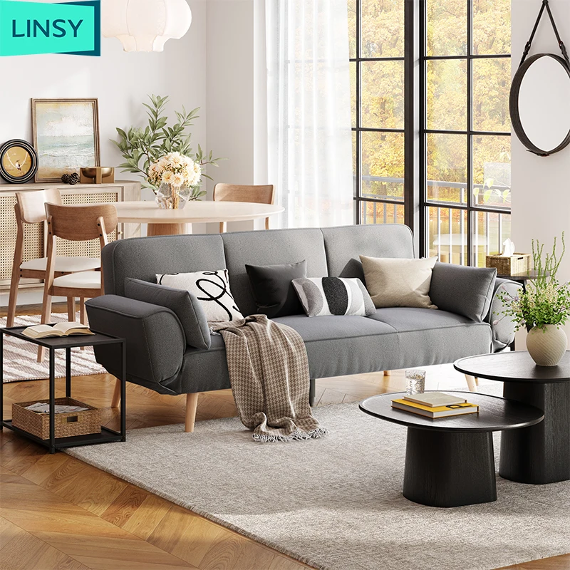Linsy Durable and foldable wholesale small unit living room L shape 3-seater sofa bed