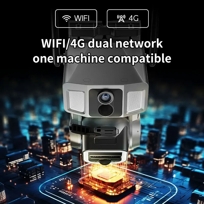 WIFI/4G dual-compatible solar powered camera Outdoor solar camera Solar Three Lens Y7A 4MP Linkage Camera Dual-Compatible