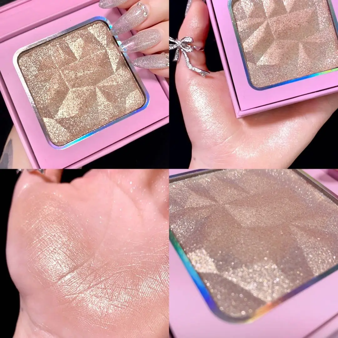 OEM ODM hgih quality highlighter makeup vegan glitter highlighter pink packaging face body shimmer highlighter palette