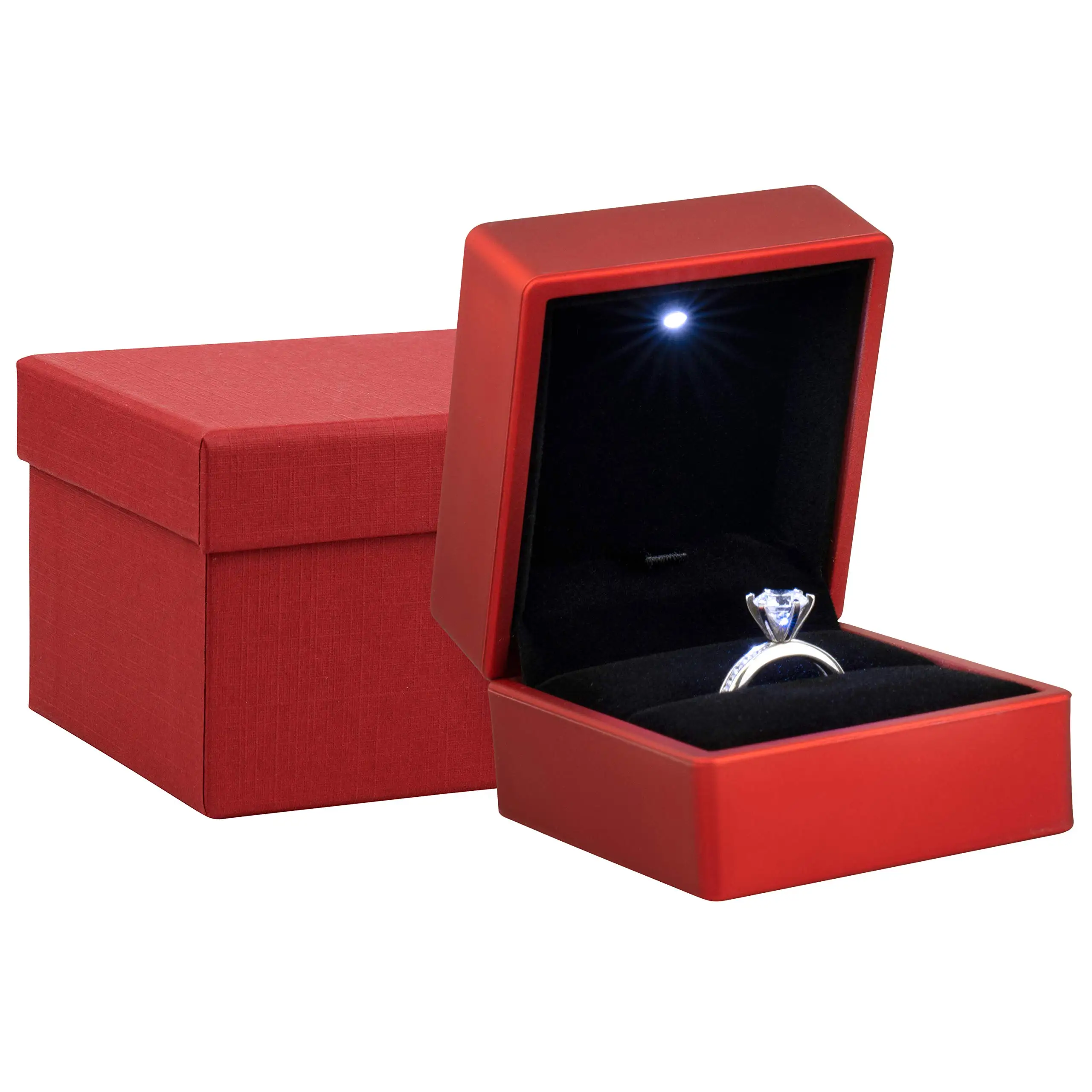 
custom Logo White led jewelry box Necklace Jewellery jewelry Set Velvet Silk Packaging boxes with led light For Errings And Ring 