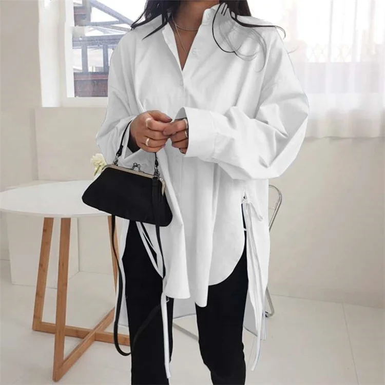 
LF-36 Woman Summer Clothes Fashion 2021 Ladies Blouse Tops Oversized Designer Lace Up Spring Plus Size Shirts for Women Blouses 