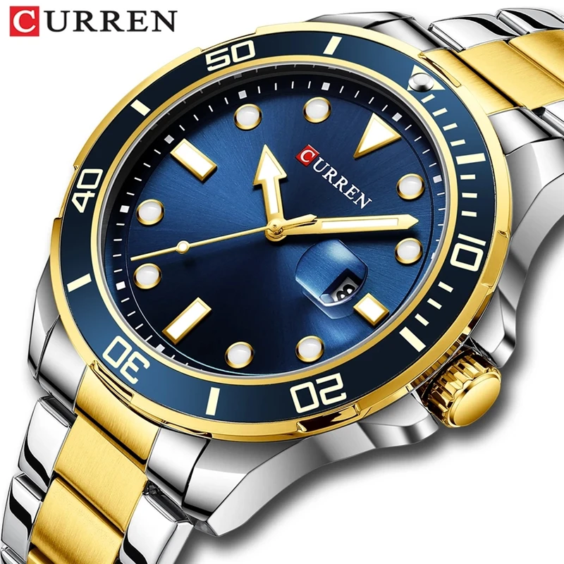 CURREN New Men Watches Top Brand Luxury Stylish Date Wristwatch man Sport Stainless Steel Waterproof Quartz watch Clock Relogio