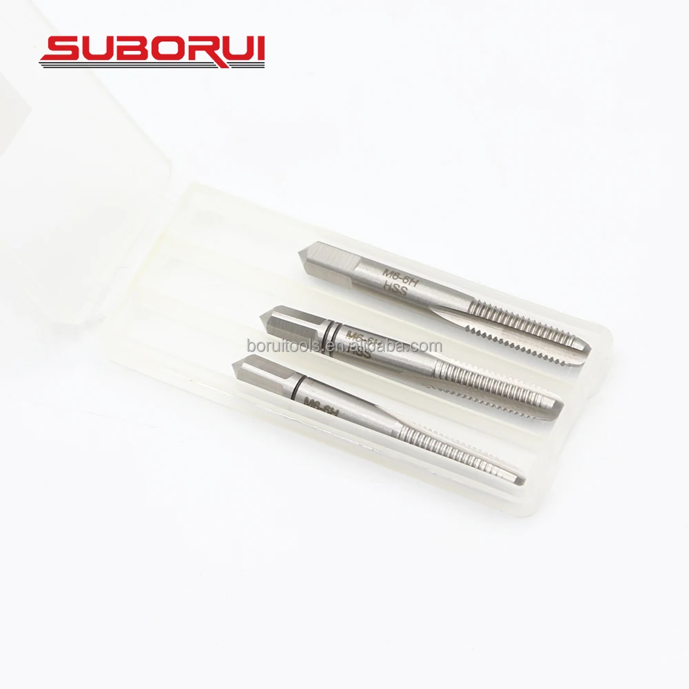 SUBORUI Din352 Metric Hss M2 3PCS M2 M3 M4 M5 M6 M8 M10 M12 M14 M16 M18 M20 HSS Straight Fluted Screw Thread Hand Taps Set