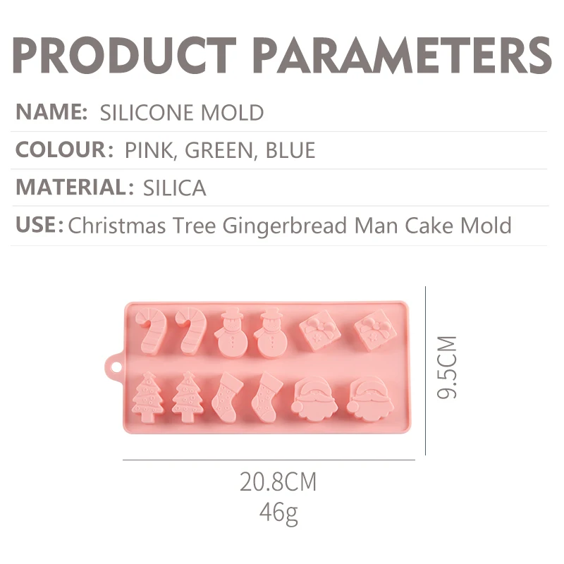 12 DIY Disposable Silicone Cake Mold Food Grade Bubble Shape with Christmas Snowman Sock Tree Number for Chocolate & Ice Grid