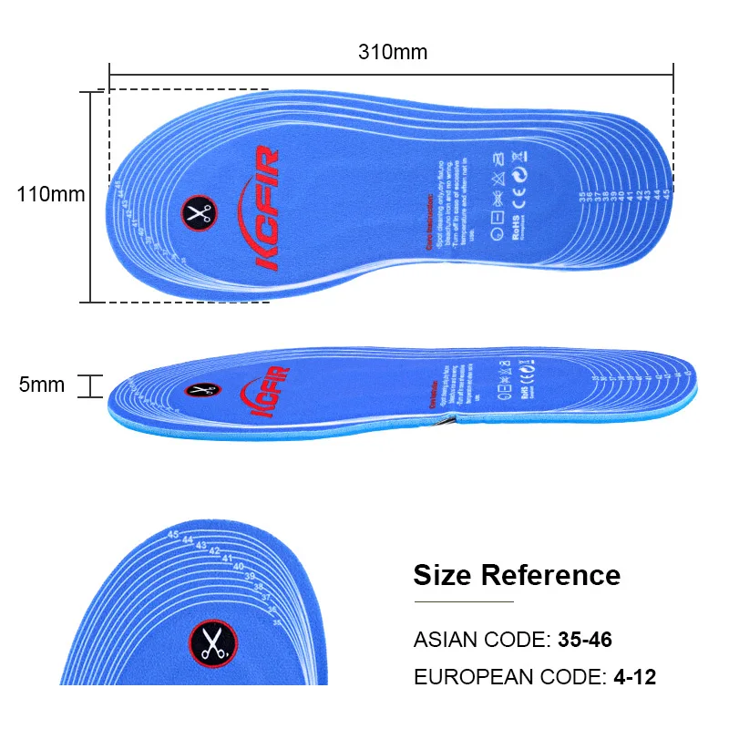 3.7V 2200mAh Winter Warming USB Rechargeable Battery Power Operated Thermal Electric Heated Insoles For Shoes Ski Boots