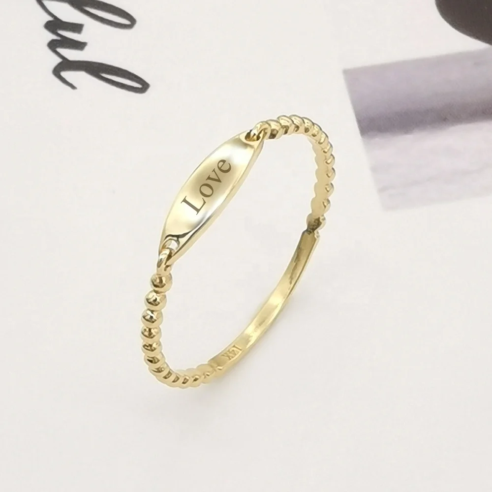  Специальный дизайн с гравировкой исходное Кольцо Новое поступление 14k твердые золотые кольца логотипом на заказ настоящее золото кольцо для женщин Au