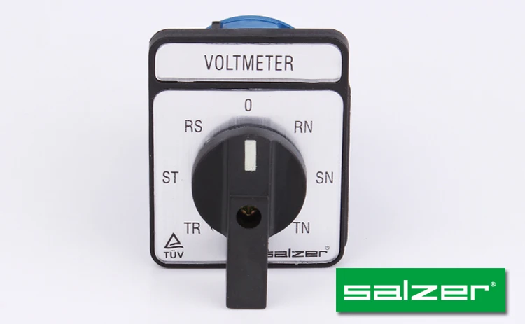 Salzer SA16 Voltmeter switch TR-ST-RS-0-RN-SN-TN rotary disconnect switch 61313 48x60mm plate (TUV,CE and CB Approved)