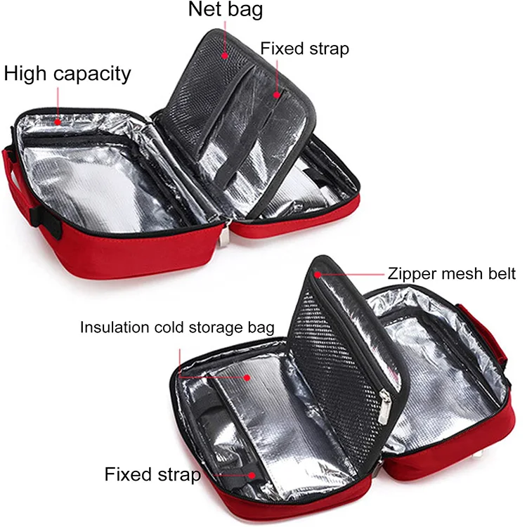 Hot Selling Red High Density Oxford Medication Cooler Bag Diabetes Travel Storage Bag Keep Drug Warm Or Cool