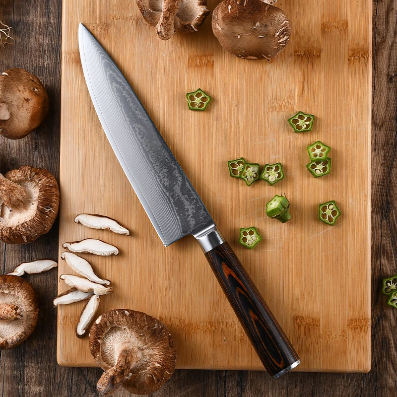 RUITAI 8 inch damascus steel chef knife pakkawood handle best kitchen knife chef