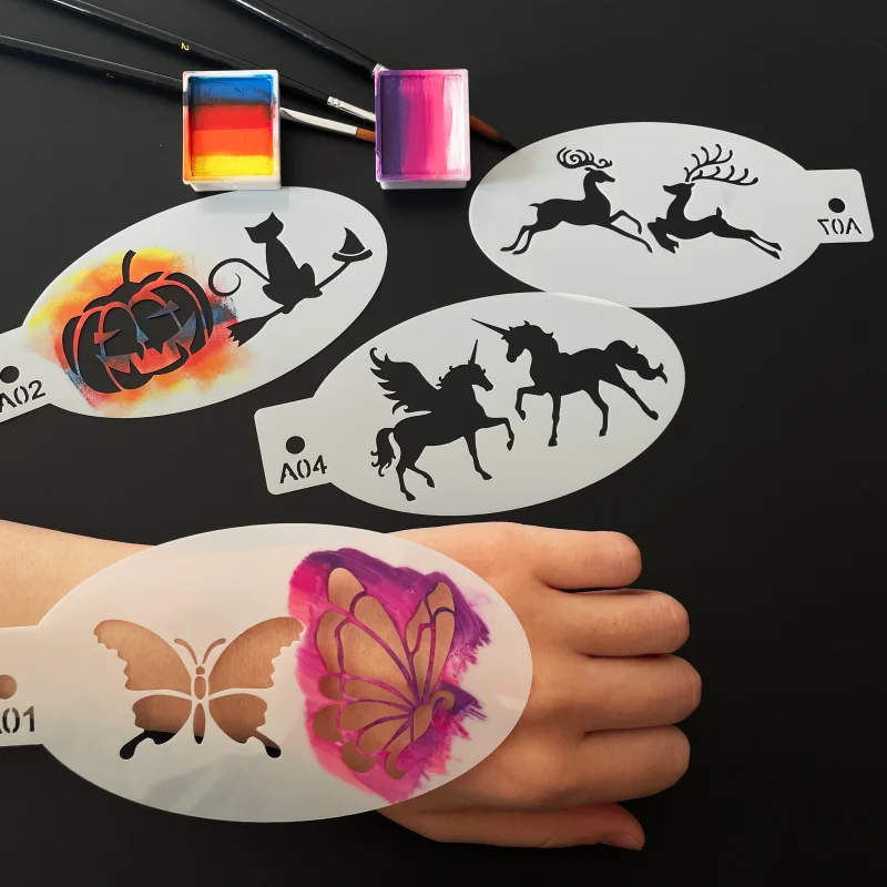 Hot sale For sport and party Non toxic professional Rainbow Split Body Painting Pigment For Kids painting stencil