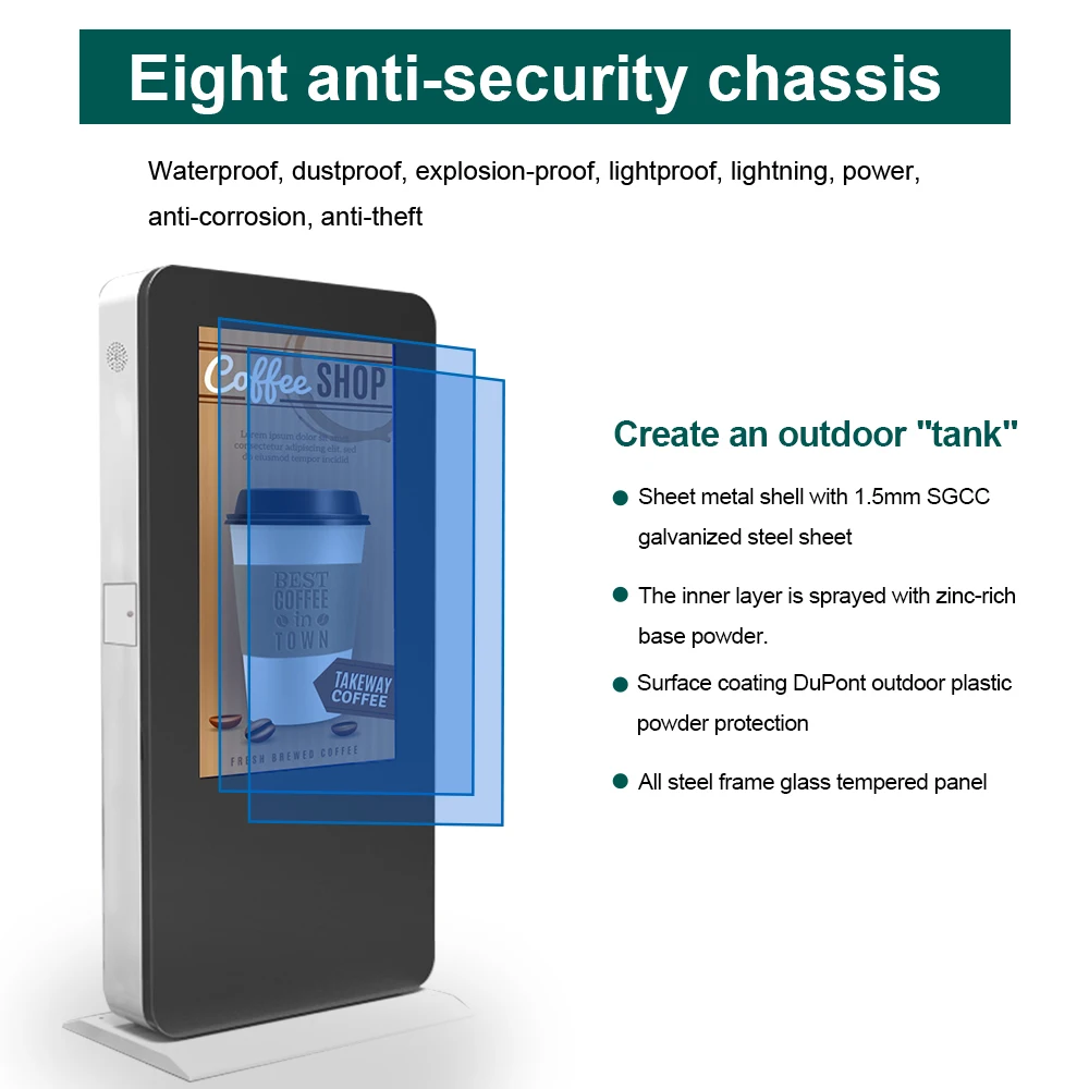 55 inch Floor stand capacitive touch screen Waterproof Outdoor LCD Advertising Signage Digital Display