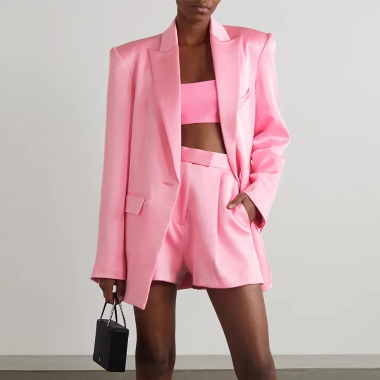 2022 Trend New Satin pink Ladies Suits Multicolor Custom ensemble blazer femme womens blazer