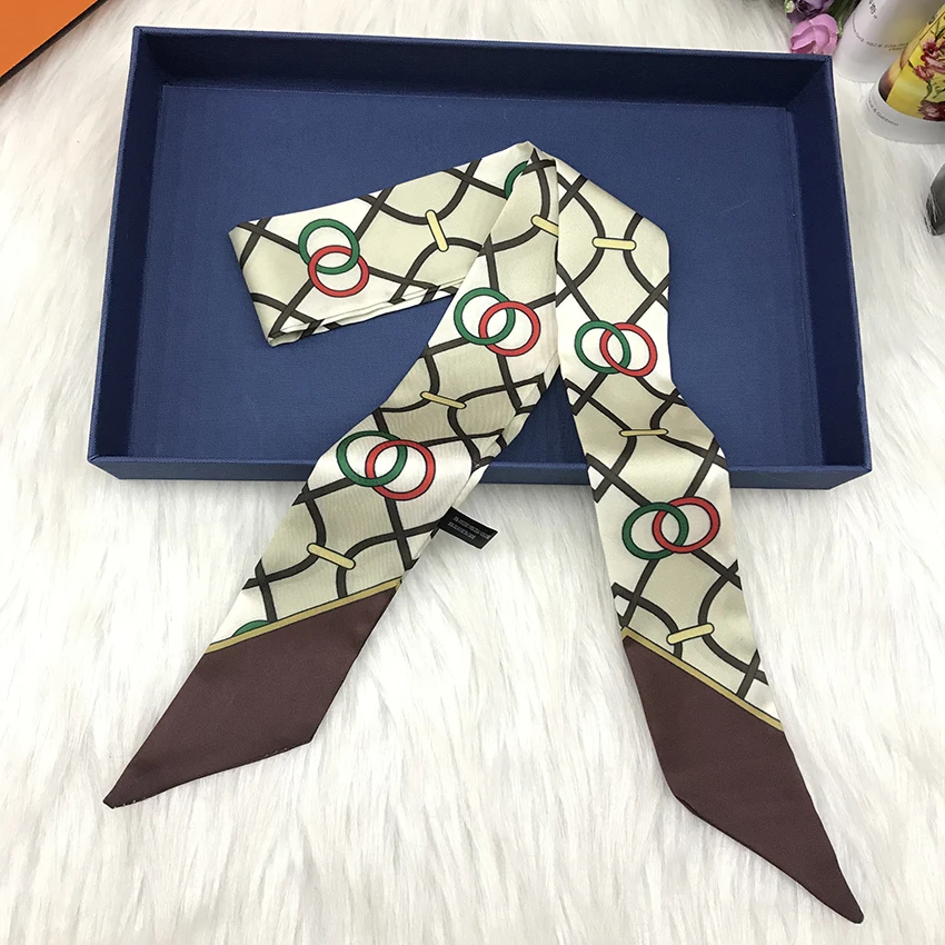 2021 Fashion Summer Spring Neck Scarves Accessories Colorful Pattern Small Silk Scarf Ribbon On Sales