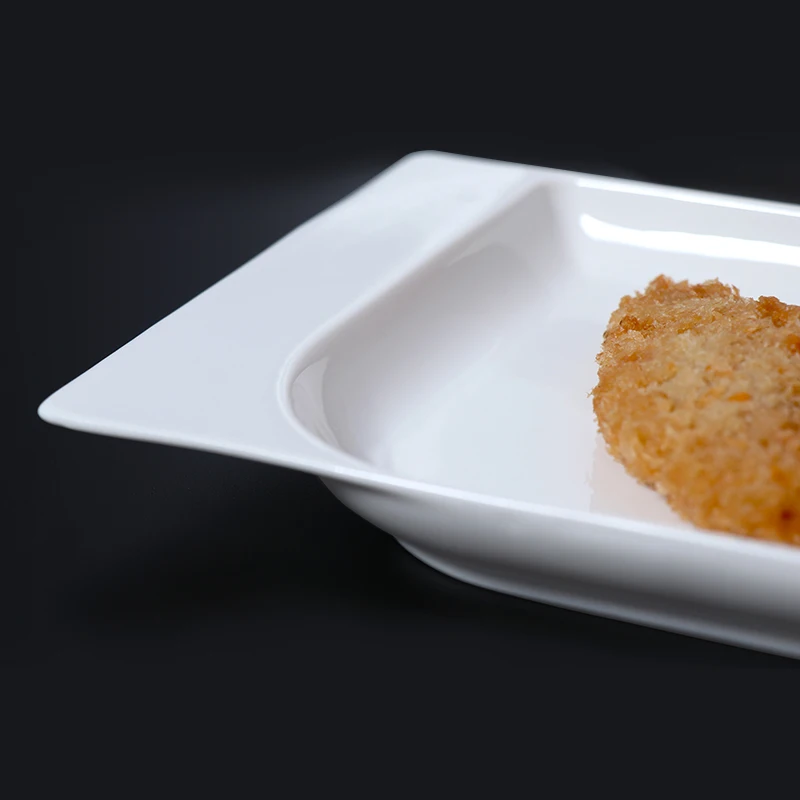 Snacks White Porcelain Dishes Set Airline Dinnerware Sets Ceramic square Dishes Plates Set for Restaurants