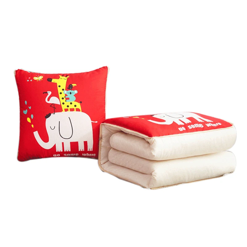 
Wholesale printed portable manta almohadas 2 in 1set airplane warm Travel zipper air conditioning Pillow Blanket 