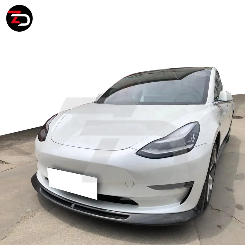 Good-Looking Carbon Fiber Front Chin Rear Diffuser rear wing Side Skirt Lips Body Kit For Model 3 Change To RT Style