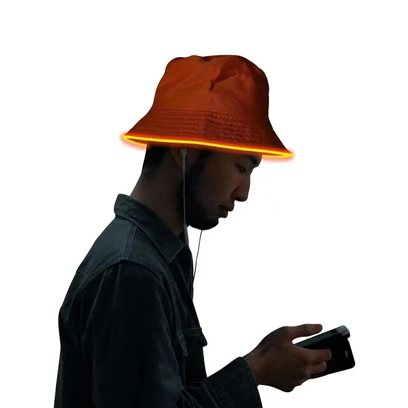 Colorful LED Bucket Hat Neon Rave Party Accessory Festival Outfit Light Up Rave Bucket Hat for Men Women Festival Hat