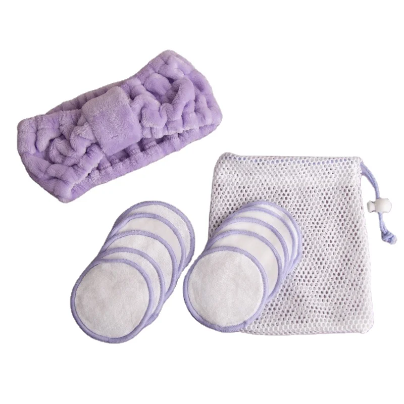Eco-friendly Bamboo Makeup Remover Pads  Soft & Ultra Absorbent Comfort Head Band Set
