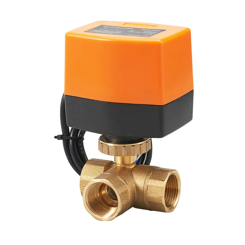 Winvall WRA-4212 DC Operated 12V Electric Actuator 3 Way Brass Ball Valve Gardening Irrigation Motorized Water Valve