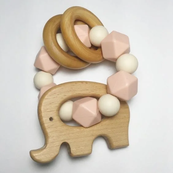New Arrival Factory Silicone  Loom Beads Teether Ring Baby Teething Toy Silicone Beads Bracelet