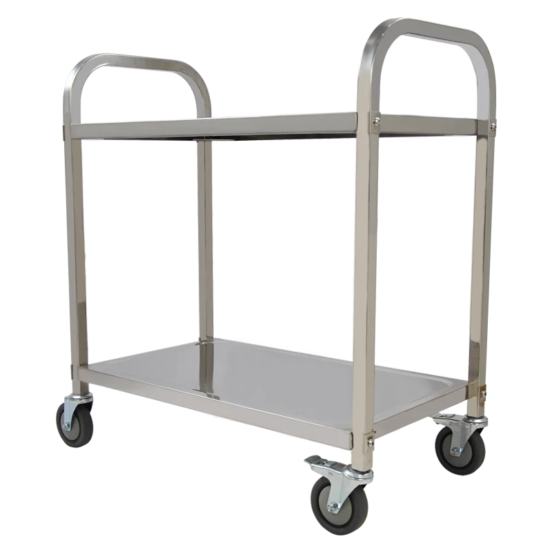 High quality food double cart stainless steel cart kitchen service cart customizable hotel hand trolley ST150R-T2-D