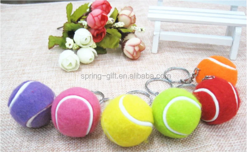 Mix colour Nice Ball Key chain ,Promotion gift 3.2cm Tennis keychain, Sports Tennis Ball Key ring