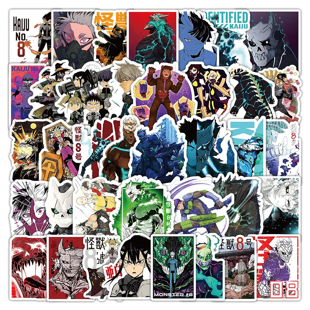 53pc per bag New Anime Kaiju uv Transfer Stickers Black Waterproof Cartoon Graffiti Sticker for Mobile Phone Luggage Case