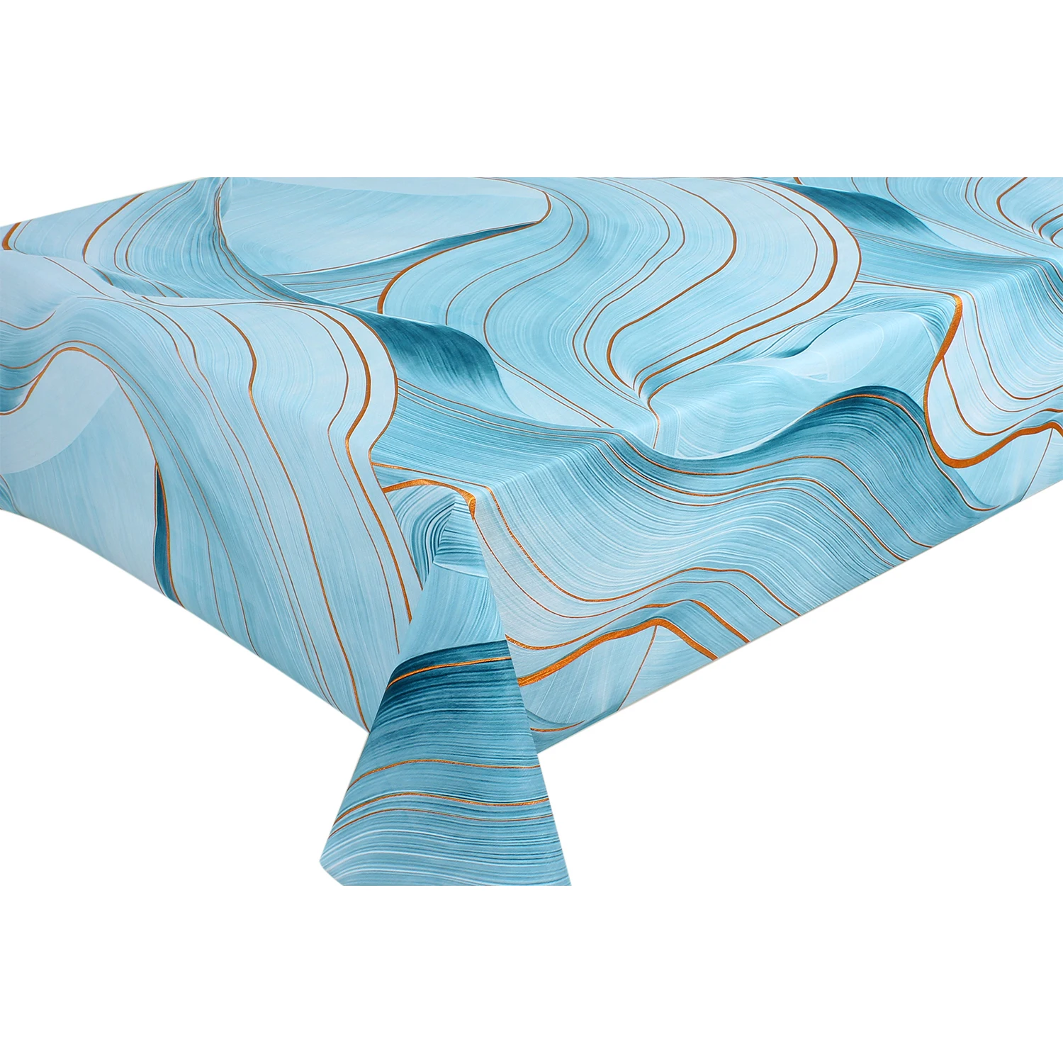 137cm 140cm Transfer Luxury Golden PVC Tablecloth Fabric Tablecloth