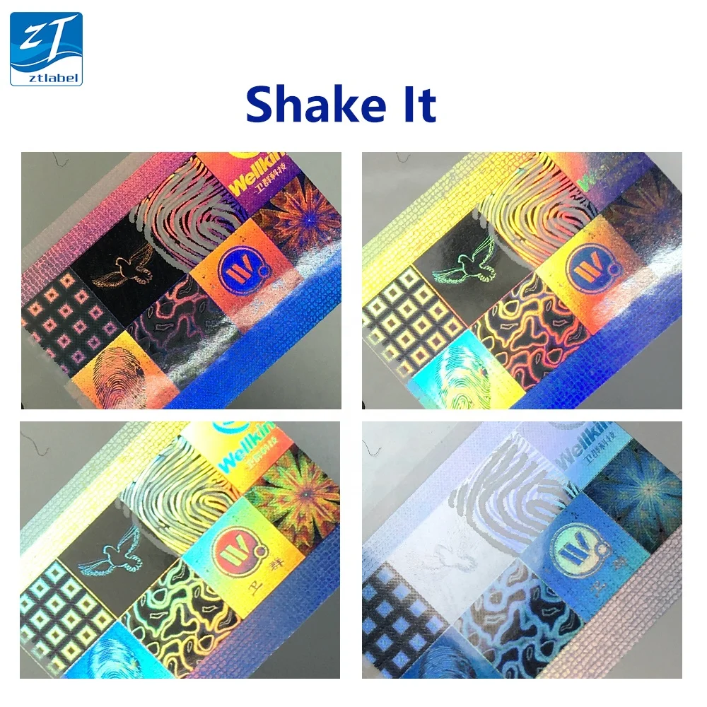 custom printing vinyl waterproof holographic die cut logo laser hologram security qr code sticker labels serial number