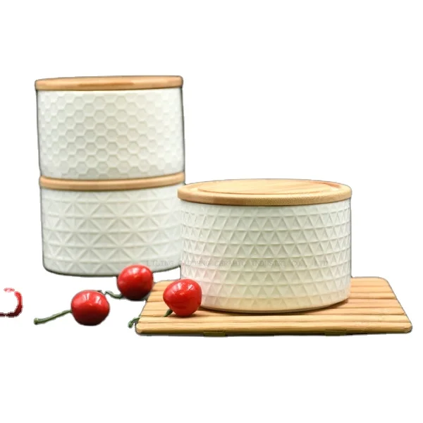 Tea Canister Set White Ceramic with Bamboo Ring Storage Bottles & Jars New Bone China Unique Coffee Mug Elegant Flexible 3000pcs