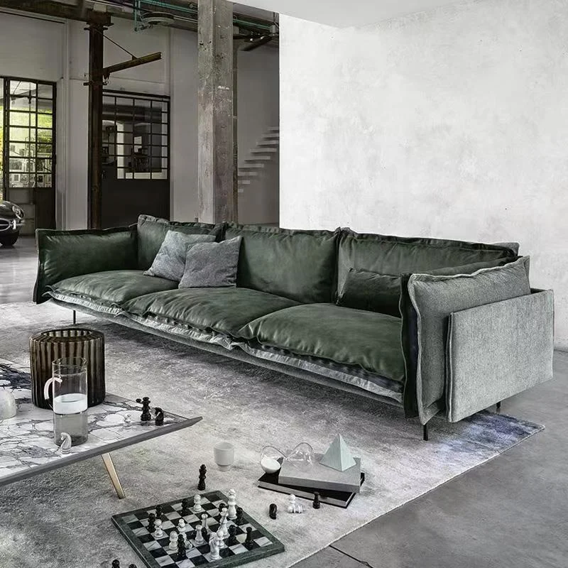 Modern minimalist industrial style fabric low sofas 3 seat leather Feather Sectional Sofa Couch