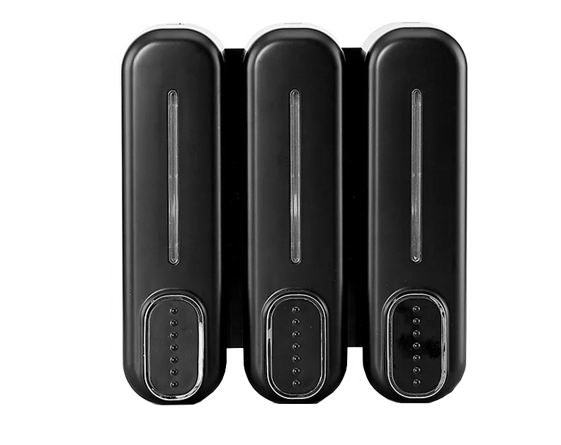 Ванная комната настенный тройной 3x350 мл Кондиционер для волос шампунь мытья рук Пластиковый черный 3 гель душа ручной дозатор мыла черного цвета