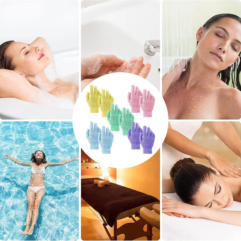 Оптовая продажа многоцветные двухсторонние отшелушивающие перчатки для ванной скруббер тела нейлоновые душа красоты спа