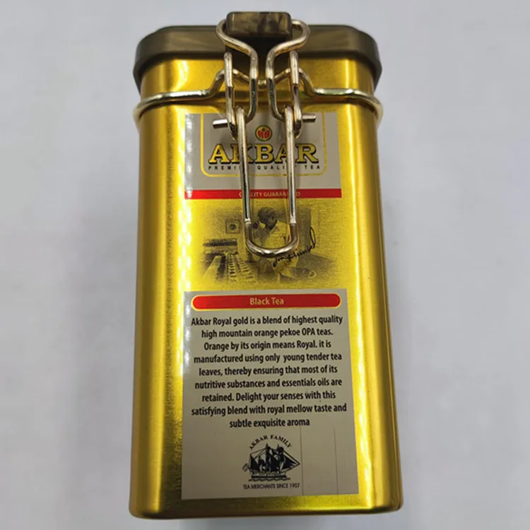 Классическая кофейная жестяная коробка прямоугольной формы с пластиковой крышкой