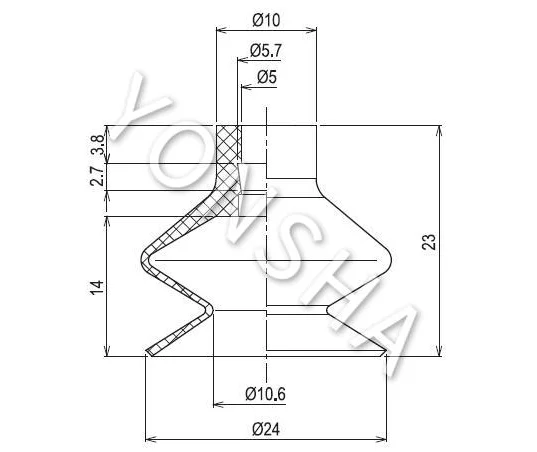 1.5 Bellows 25mm Pneumatic Silicon Rubber Vacuum Suction Cups With Thread Screw