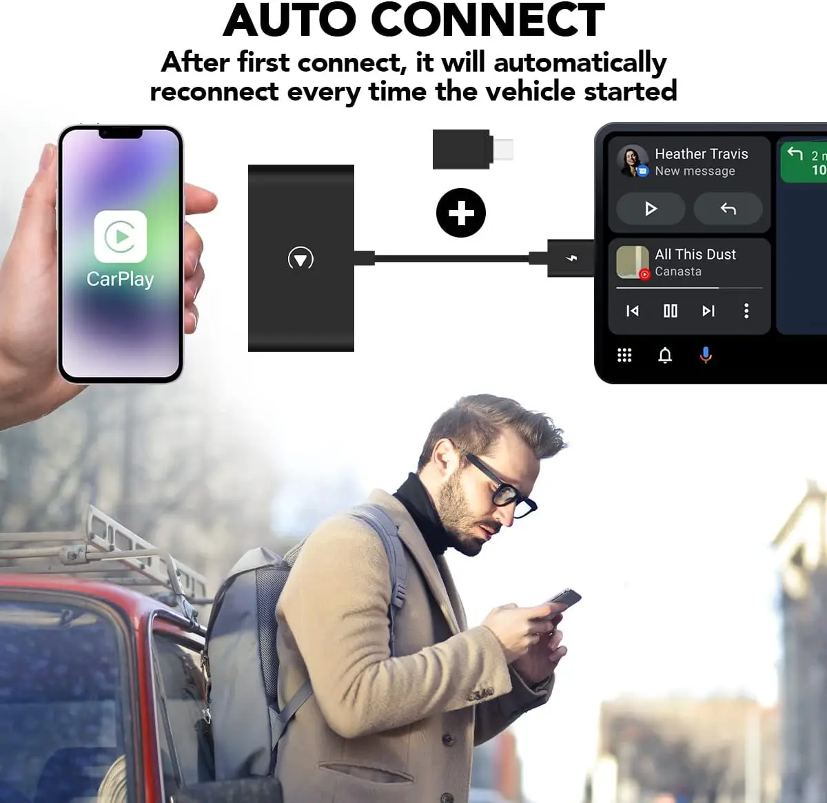 Wireless Carplay Adapter Convert Wired to Wireless CarPlay Dongle Plug & Play Carplay Wireless Adapter