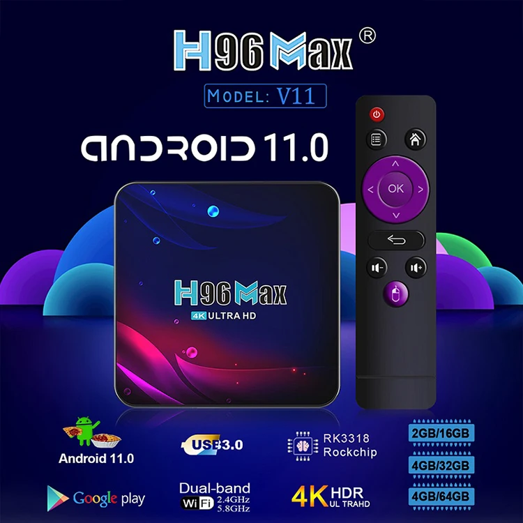 Самый дешевый H96 max v11 smart tv приставка Android 11 0 2 4 и 5 8 ГГц двухдиапазонный WiFi медиаплеер iptv