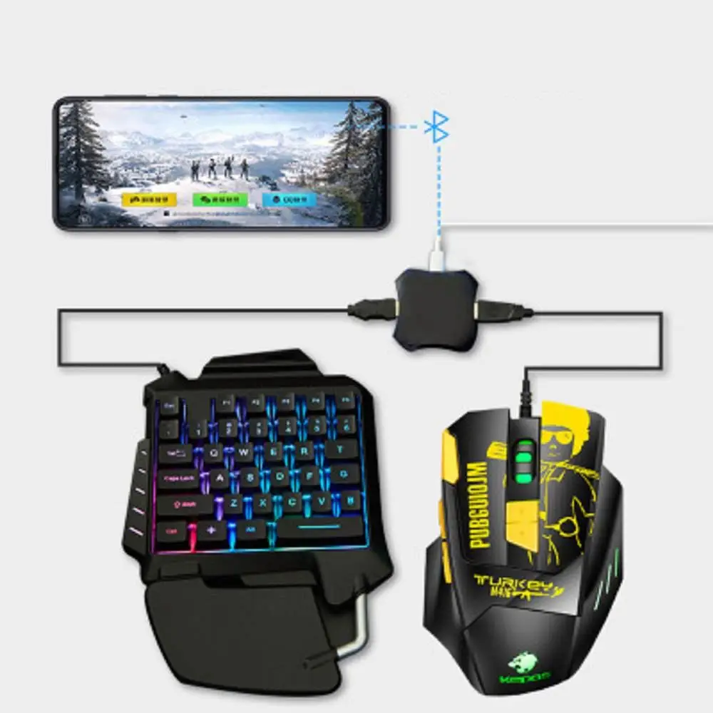 B2C Computer Accessories 1set Gaming Keyboard +Mouse+Converter Adapter For Game PUBG Eating Chicken For Android IOS iPhone