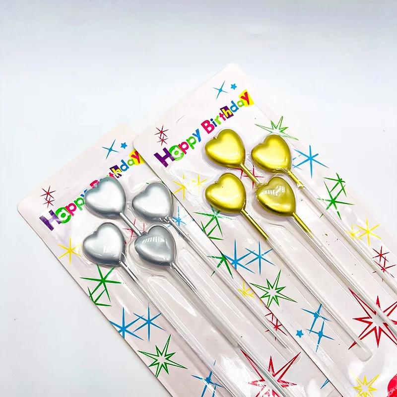 XIONGXI Golden Silver Star /Heart Party Decoration Happy Birthday Cake Top Birthday Candles