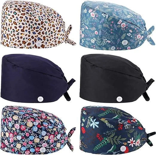 Niaahinn Manufacture New Product Pure Cotton Hat Custom Tooth Print Scrub Cap Dental Nurse Hats Soft Adjustable Hospital Dentist