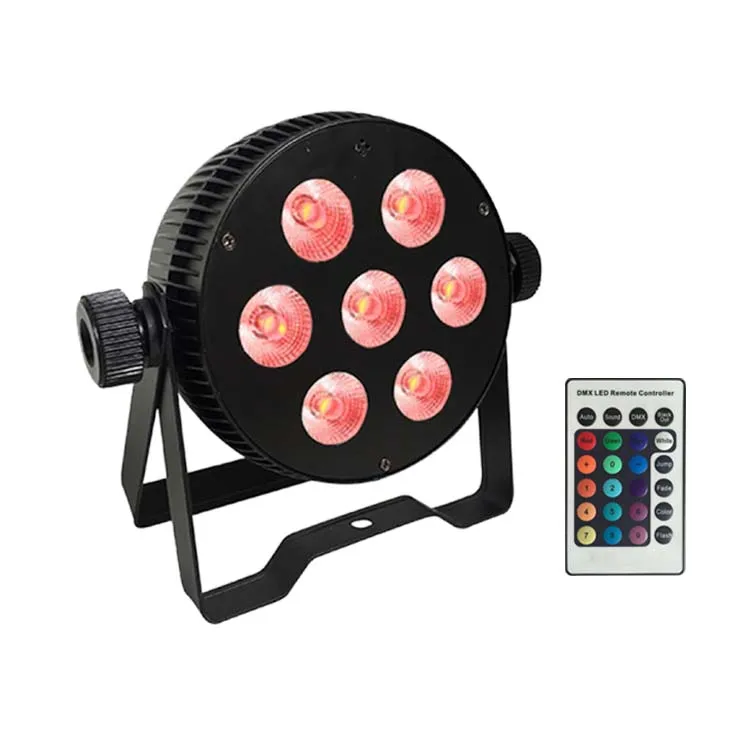 7 Led*6in1 8W RGBWA+UVIR  Mini Flat Par Light with Remote Control