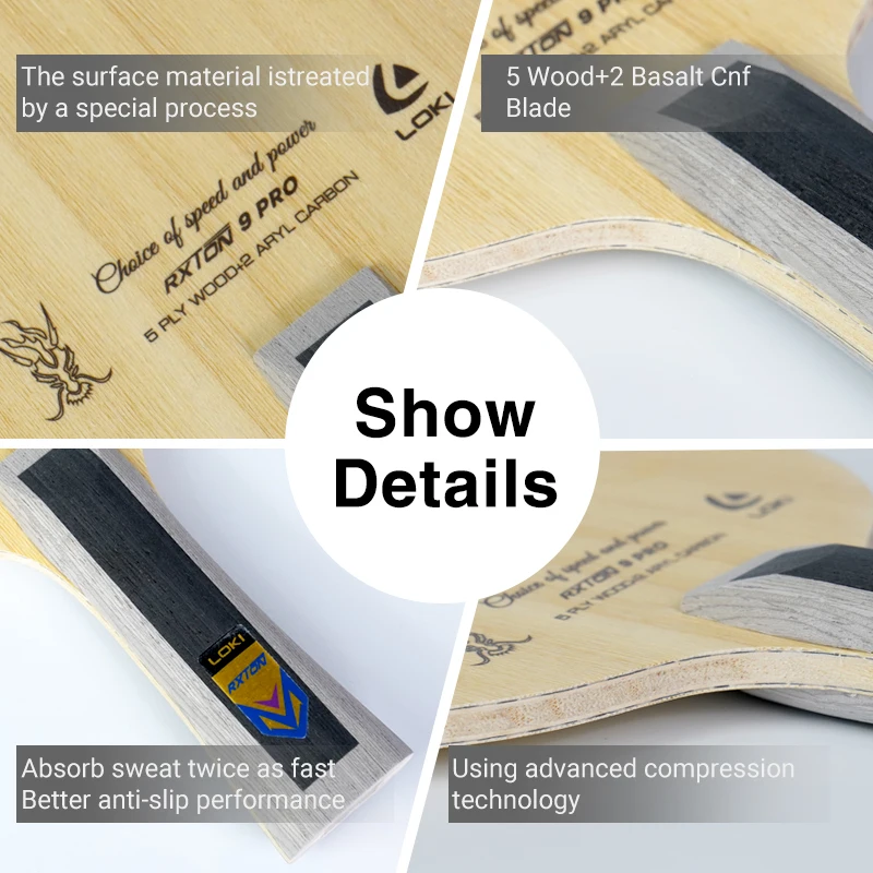 LOKI Rxton 9Pro Low MOQ OEM логотип пинг-понг профессиональный Allround Blade 7-слойный базальтовый CNF Fiber для настольного тенниса