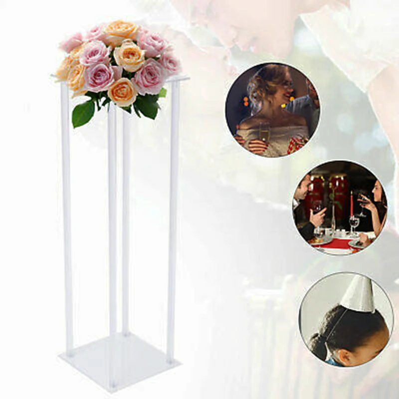 Custom Clear Acrylic Wedding Table Centerpiece Flower Stand Column Backdrop Display Rack Wedding Decoration Acrylic Flower Stand