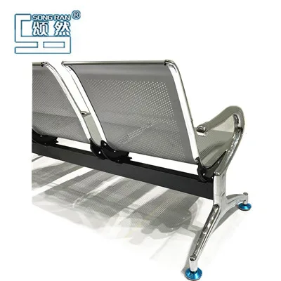 Office Steel Waiting Chair. Luxury Gang Chair, Vinyl Upholstered Waiting Room Chairs
